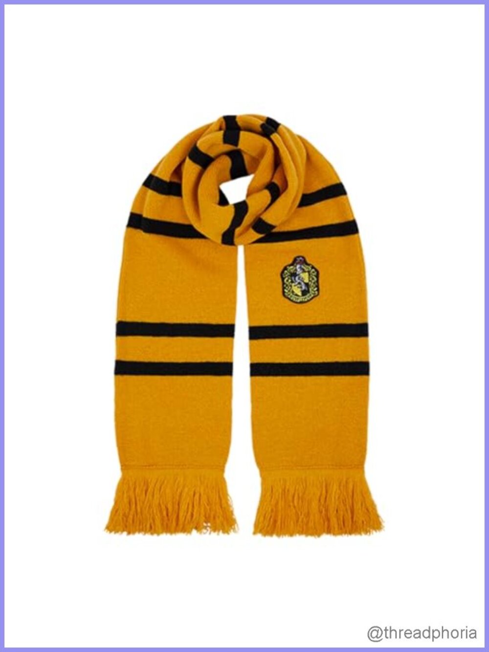 Harry Potter Knitted Scarf, Hufflepuff Crest, 66" x 7", 100% Acrylic